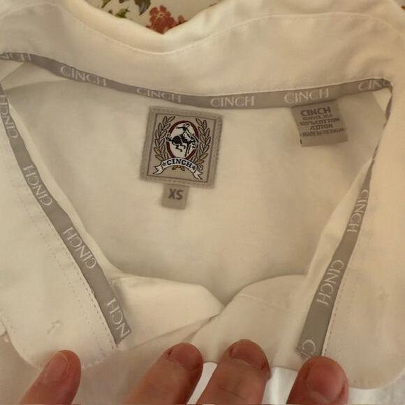 Cinch Mens White Button Down Long Sleeve Shirt XS Western Classic Fit Solid Work - Picture 7 of 15